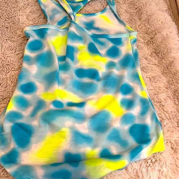A blue and yellow tied dye tank top - Picture 2 of 2